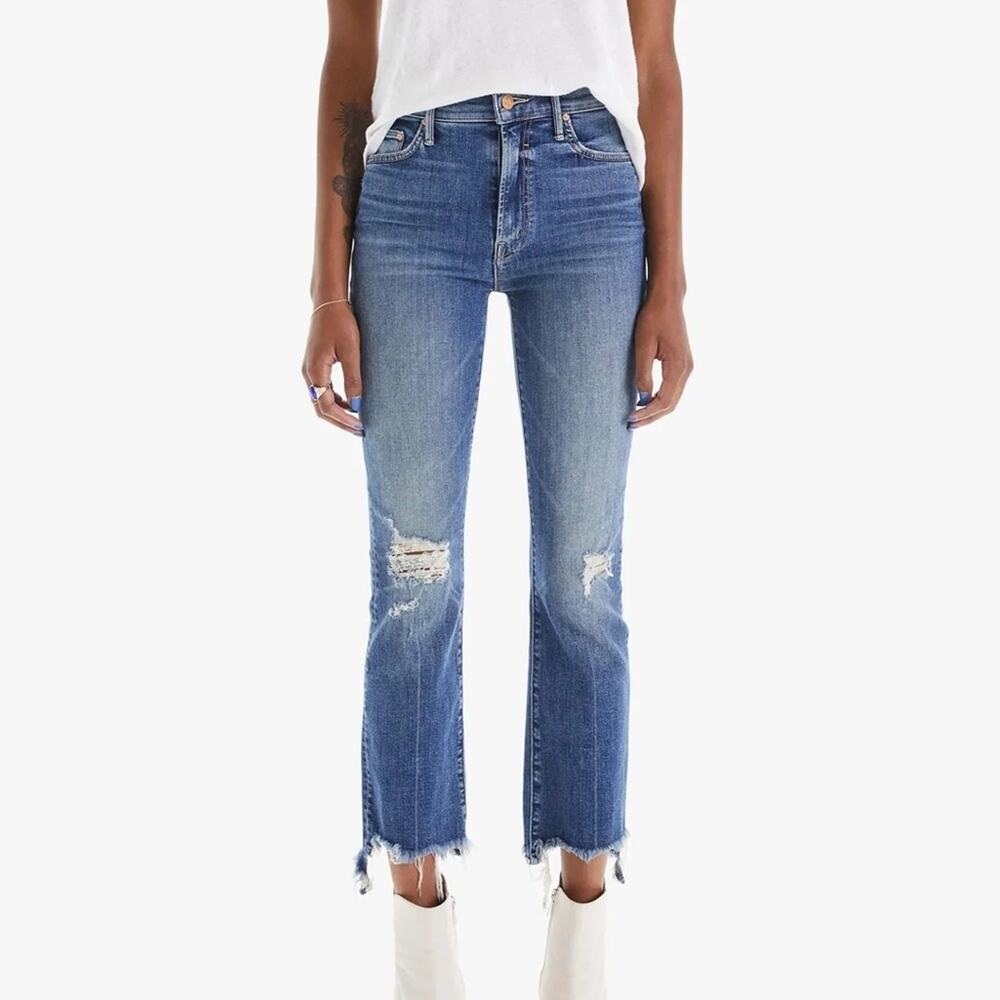 Mother The Insider Crop Step Chew Jeans in Dancing On Coals